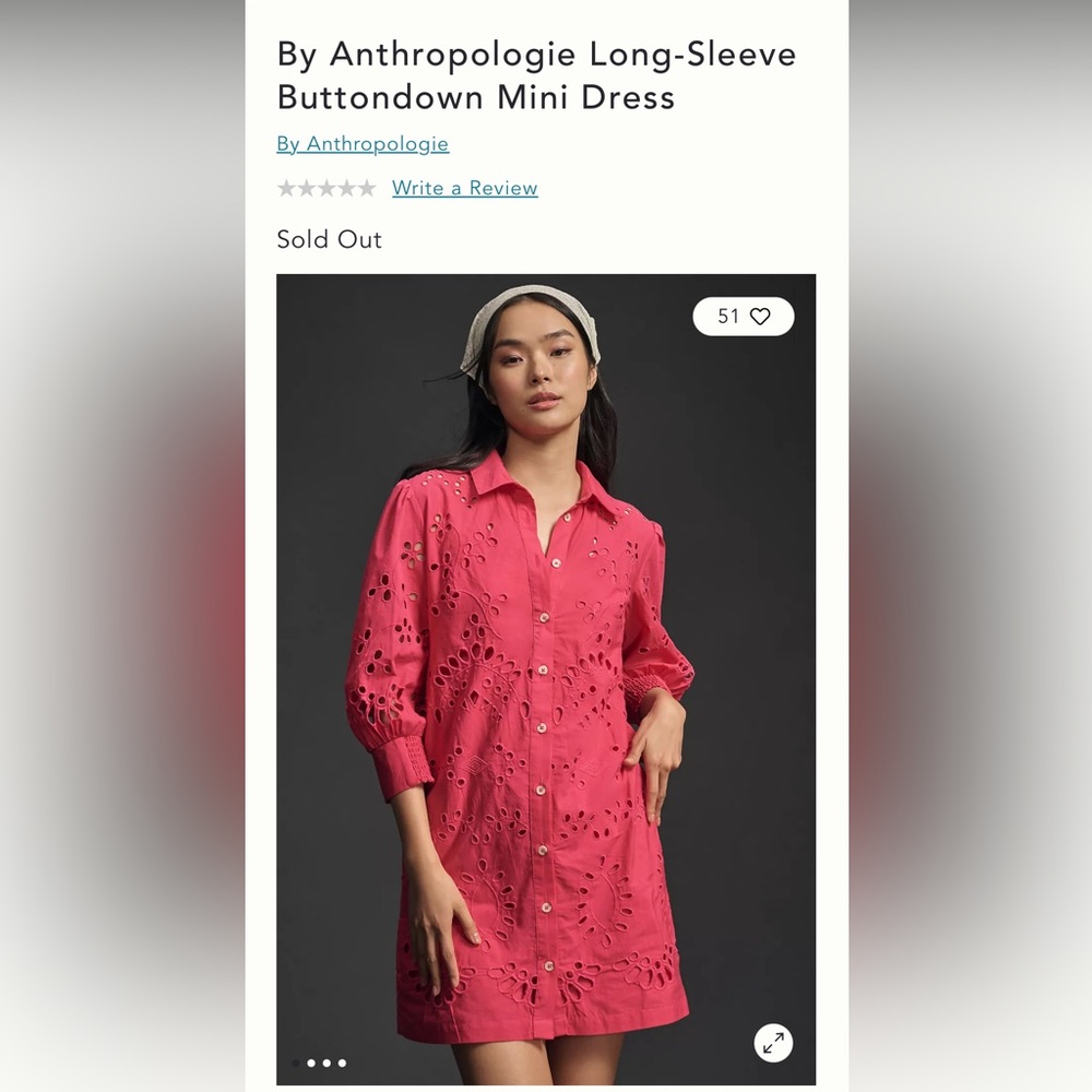 Anthropologie Eyelet Buttondown Dress
